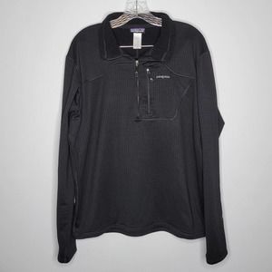 Mens PATAGONIA Black Regulator R1 1/2 Zip Fleece Pullover XL Polartec Power